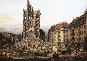  Bernardo Pintura al %C3%B3leo - Las ruinas de la antigua Kreuzkirche en Dresde Bernardo Bellotto urbano